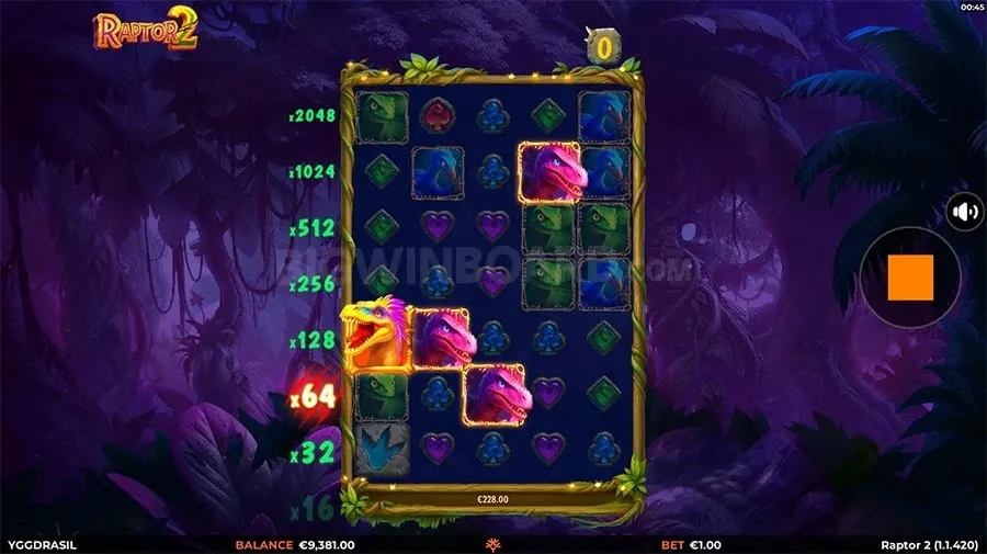 A futuristic slot machine interface with unique symbols and vibrant animations, emphasizing innovative gameplay
